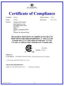 CSA and NSF certificate
